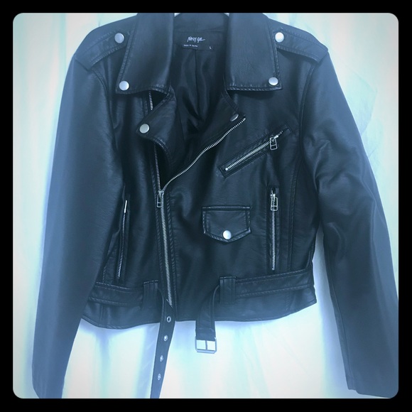Nasty Gal Jackets & Blazers - Nasty Gal Black Faux Leather Biker Jacket Size L